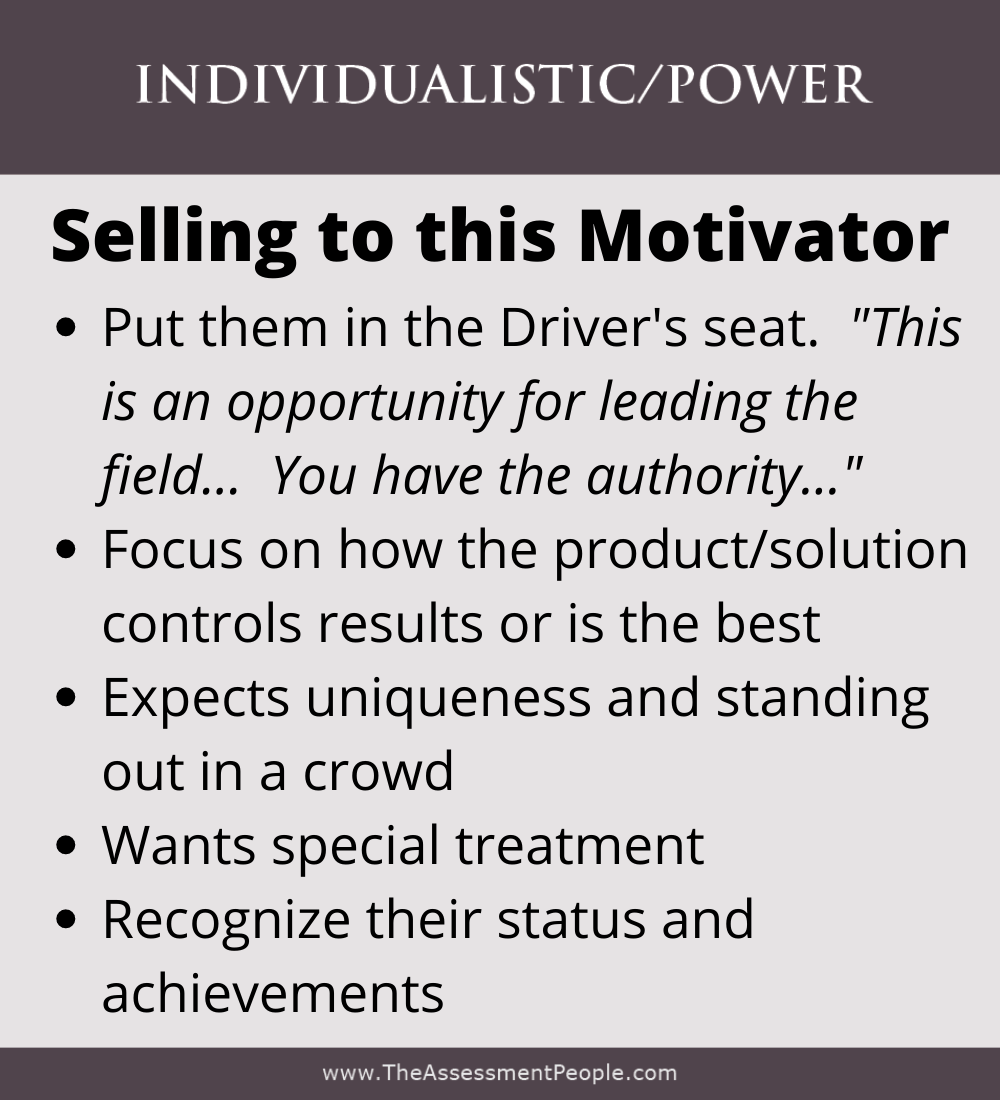 Selling Motivators Style Individualistic