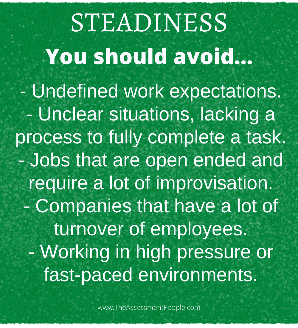 DISC Steadiness Avoid Jobs